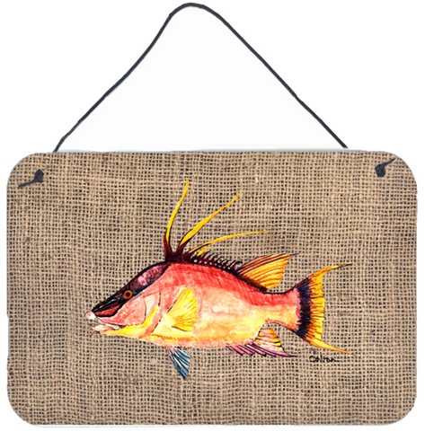 Hog Snapper On Faux Burlap Wall and Door Hanging Prints
