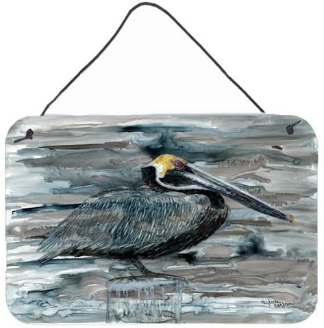 Pelican In Grey Wall and Door Hanging Prints