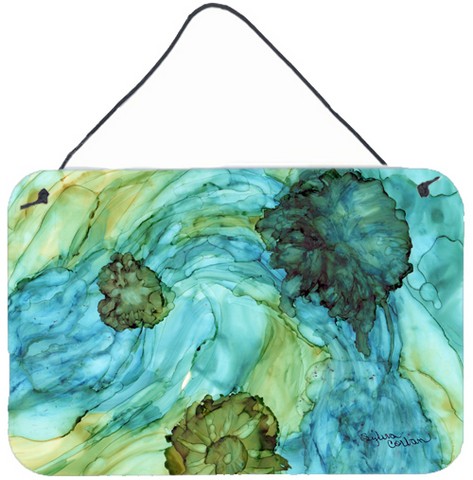Abstract In Teal Flowers Wall and Door Hanging Prints