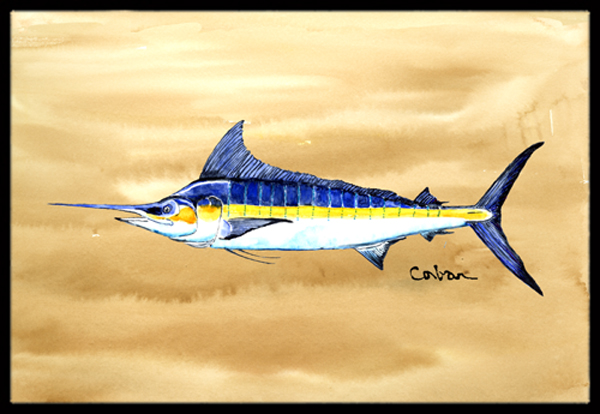 Swordfish On Sandy Beach Indoor & Outdoor Mat- 24 x 36 in.