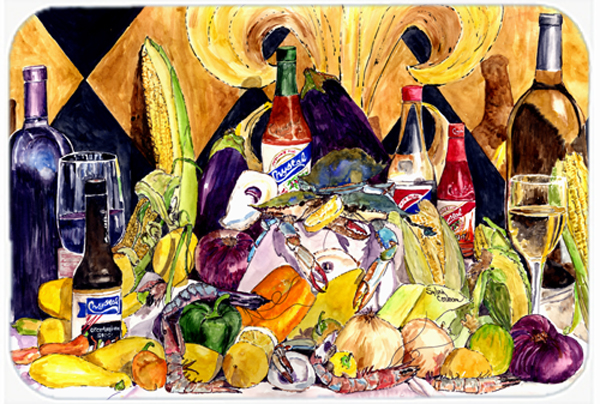 Picture of Carolines Treasures 8638LCB Crystal Hot Sauce With Fleur De Lis And Wine Glass Cutting Board- Large