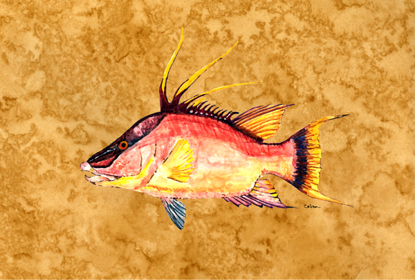 Hog Snapper On Gold Fabric Placemat