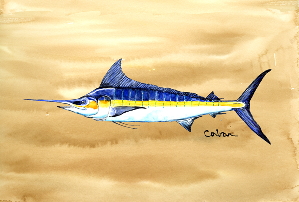 Swordfish On Sandy Beach Fabric Placemat