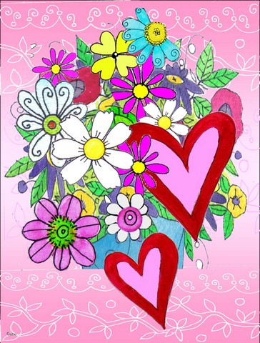 True Love Bouquet Valentines Day Flag Garden Size