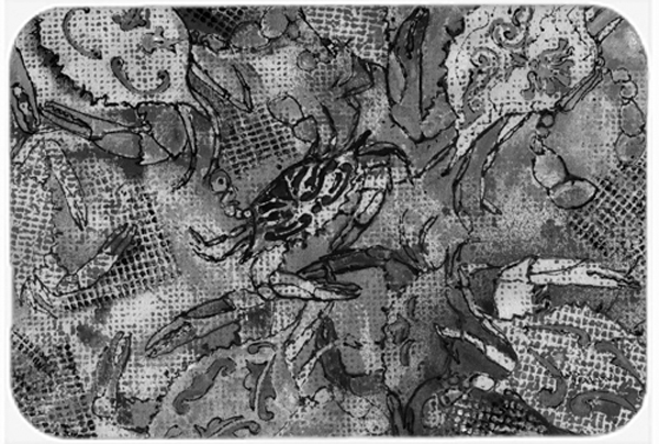 Picture of Carolines Treasures 8953LCB Grey Canvas Abstract Crabs Glass Cutting Board- Large