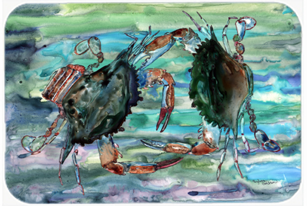 Picture of Carolines Treasures 8954LCB Watery Teal And Purple Crabs Glass Cutting Board- Large