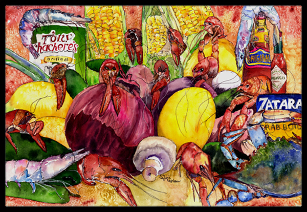 Picture of Carolines Treasures 8698MAT Crawfish With Spices And Corn Indoor & Outdoor Mat- 18 x 27 in.