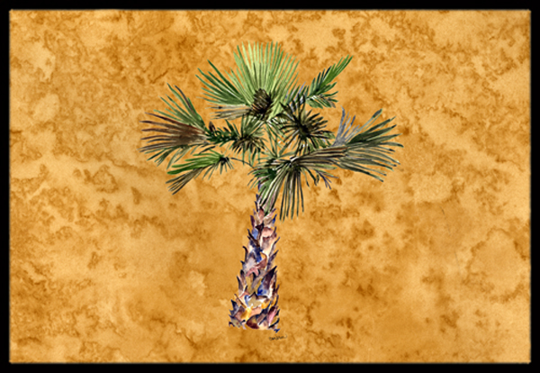 Palm Tree On Gold Indoor & Outdoor Mat- 18 x 27 in.