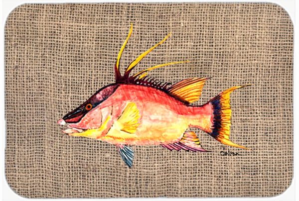 Hog Snapper On Faux Burlap Mouse Pad, Hot Pad & Trivet