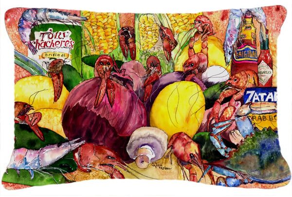 Crawfish With Spices And Corn Canvas Fabric Decorative Pillow