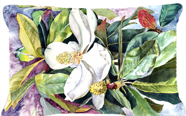 Magnolia Canvas Fabric Decorative Pillow