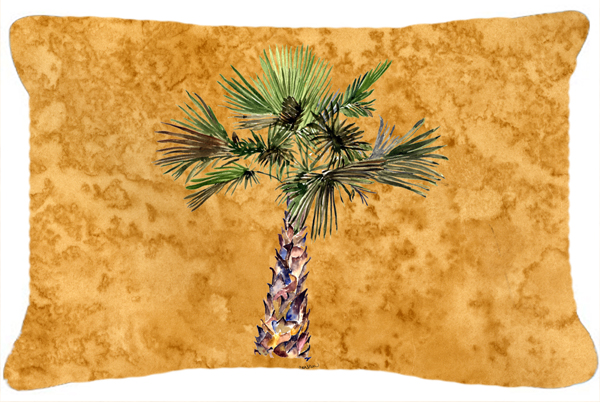 Palm Tree On Gold Canvas Fabric Decorative Pillow