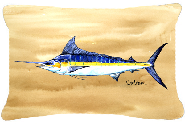 Swordfish On Sandy Beach Canvas Fabric Decorative Pillow