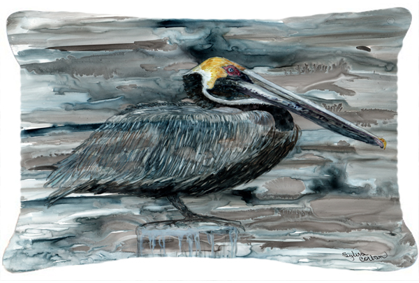 Pelican In Grey Canvas Fabric Decorative Pillow