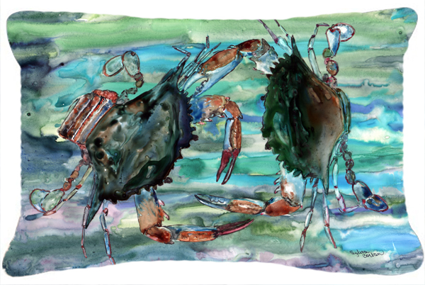 Watery Teal And Purple Crabs Canvas Fabric Decorative Pillow