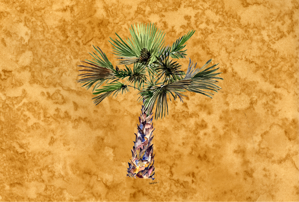 Palm Tree On Gold Fabric Placemat