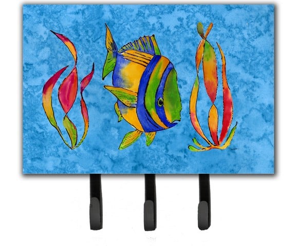 Troical Fish And Seaweed On Blue Leash & Key Holder