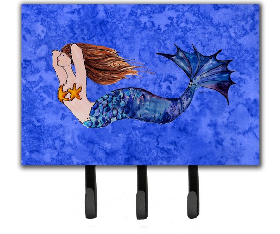 Brunette Mermaid On Blue Leash & Key Holder