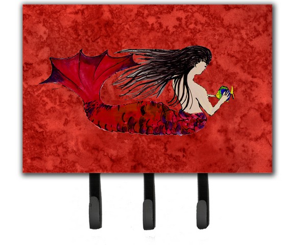 Black Haired Mermaid On Red Leash & Key Holder