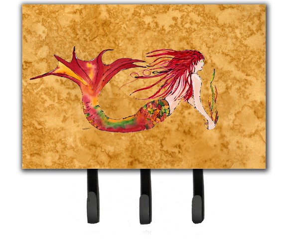 Ginger Red Headed Mermaid On Gold Leash & Key Holder