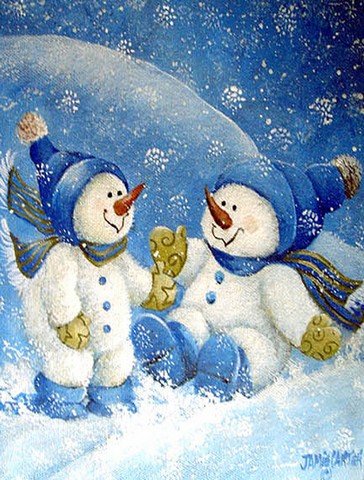 Snowflakes At Play Snowman Flag Garden Size