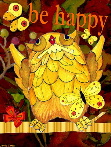 Happy Happy Day Owl Flag Canvas House Size