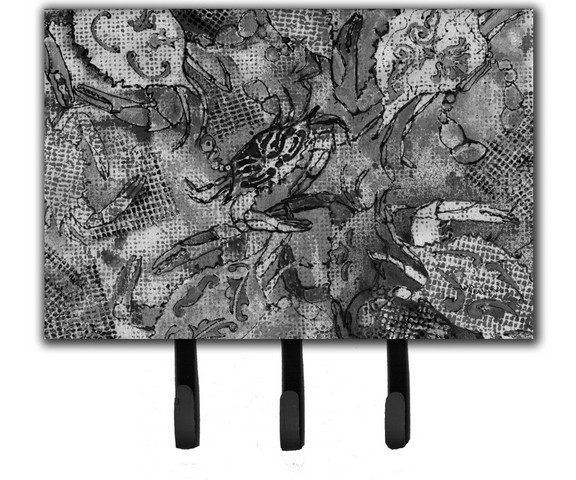 8953TH68 Grey Canvas Abstract Crabs Leash & Key Holder