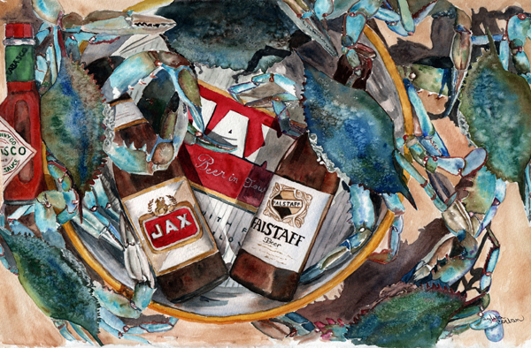 New Orleans Beers And Crabs Fabric Placemat