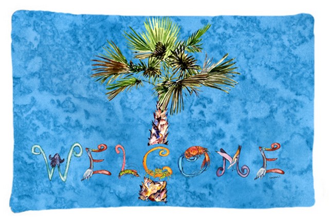 Welcome Palm Tree On Blue Fabric Standard Pillowcase