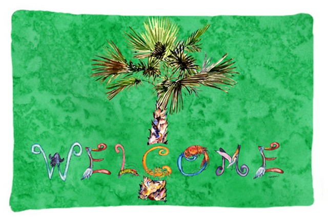 Welcome Palm Tree On Green Fabric Standard Pillowcase