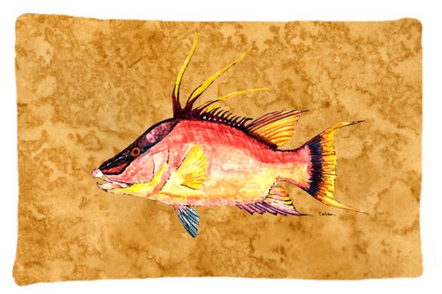 Hog Snapper On Gold Fabric Standard Pillowcase