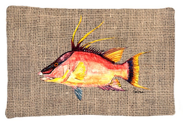 Hog Snapper On Faux Burlap Fabric Standard Pillowcase