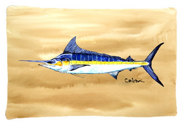 Picture of Carolines Treasures 8754PILLOWCASE Swordfish On Sandy Beach Fabric Standard Pillowcase