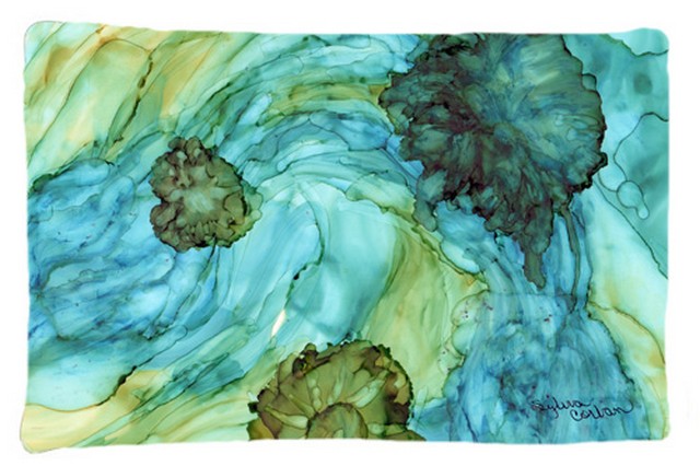 Abstract In Teal Flowers Fabric Standard Pillowcase
