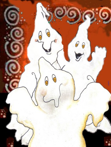 Ghostly Crew Halloween Flag Garden Size