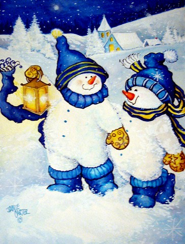 Follow Me Snowman Flag Garden Size
