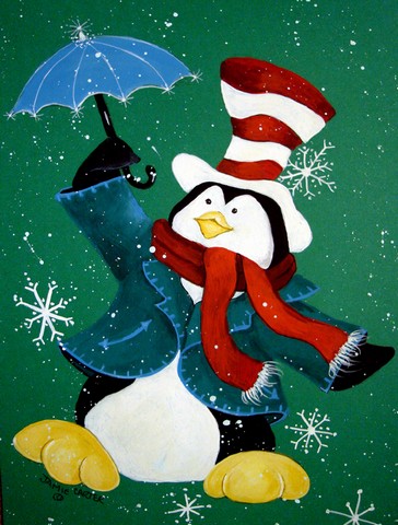 Just Dropping In To Say Hello Christmas Penguin Flag Garden Size