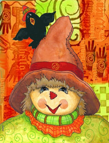 Harvey And The Scarecrow Fall Flag Garden Size