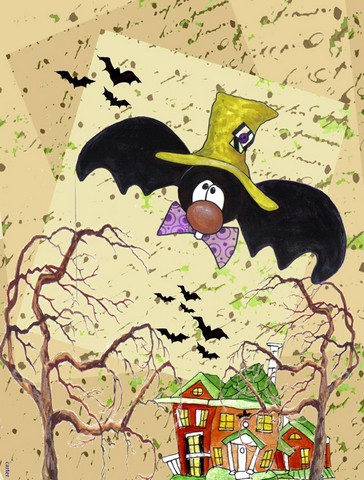 Bat Crazy Halloween Flag Canvas House Size