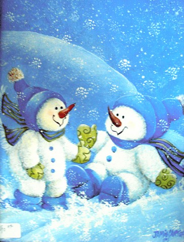 Blue Snow Baby Snowman Flag Canvas House Size