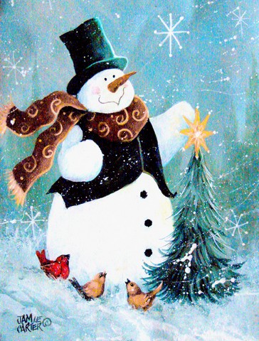 Christmas Tree Friends Snowman Flag Canvas House Size
