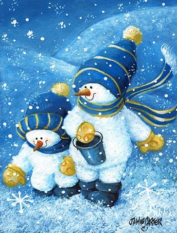 Gathering Snowflakes Snowman Flag Canvas House Size