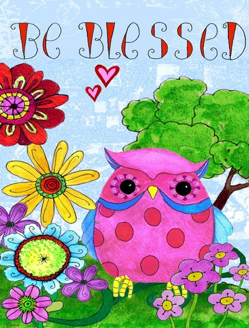 Be Blessed Owl Flag Canvas House Size