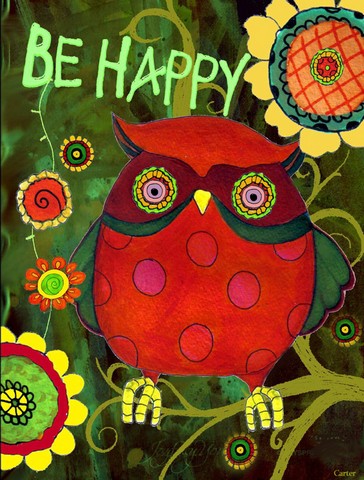 Be Happy Oh Yeah Owl Flag Canvas House Size