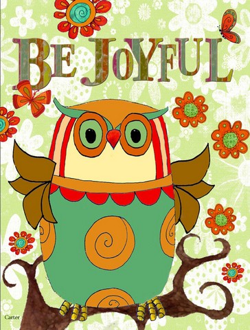 Be Joyful Owl Flag Canvas House Size