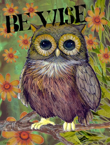 Be Wise Owl Flag Canvas House Size