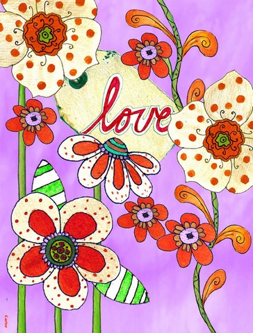 Love Is Blooming Valentines Day Flag Canvas House Size