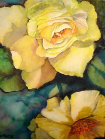 Yellow Roses Flag Canvas House Size