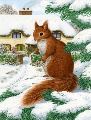 Red Squirrel & Cottage Flag Garden Size