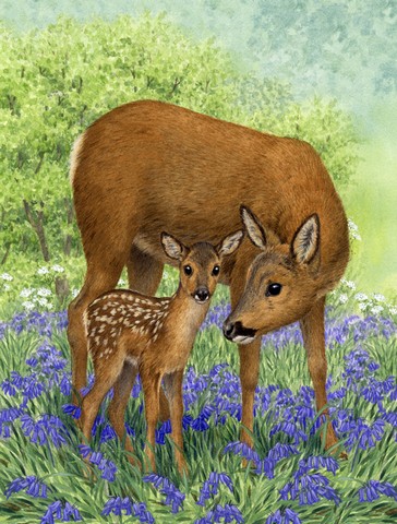 Deer & Fawn Flag Garden Size